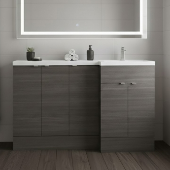 Hudson Reed Fusion RH Combination Unit with 300mm Base Unit x 3 - 1500mm Wide - Anthracite Woodgrain | Product Image