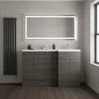 Hudson Reed Fusion RH Combination Unit with 300mm Base Unit x 3 - 1500mm Wide - Anthracite Woodgrain | Product Image