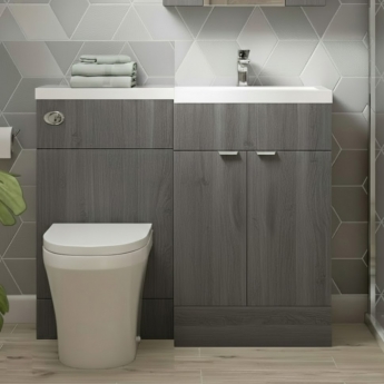 Hudson Reed Fusion RH Combination Unit with 500mm WC Unit - 1000mm Wide - Anthracite Woodgrain