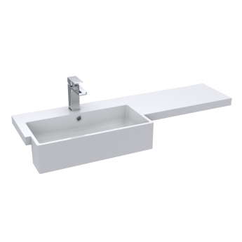 Hudson Reed Fusion LH Combination Unit with Square Semi Recessed Basin 1100mm Wide - Anthracite Woodgrain