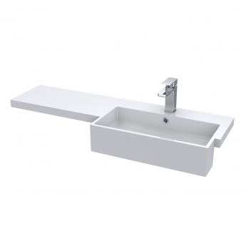 Hudson Reed Fusion RH Combination Unit with Square Semi Recessed Basin 1100mm Wide - Gloss Grey