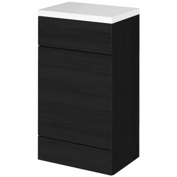 Hudson Reed Fusion WC Unit with Polymarble Worktop 500mm Wide - Charcoal Black Woodgrain