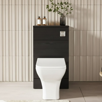 Hudson Reed Fusion WC Unit with Coloured Worktop 500mm Wide - Charcoal Black Woodgrain