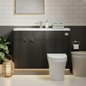 Hudson Reed Fusion Compact Combination Unit with 600mm WC Unit - 1200mm Wide - Charcoal Black Woodgrain
