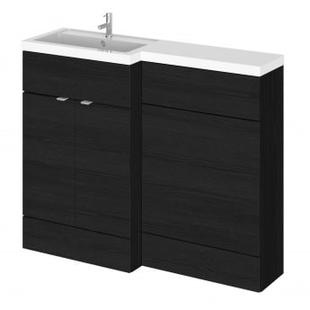 Hudson Reed Fusion LH Combination Unit with 600mm WC Unit - 1200mm Wide - Charcoal Black Woodgrain