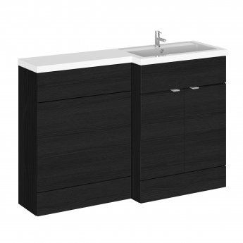 Hudson Reed Fusion RH Combination Unit with 600mm WC Unit - 1200mm Wide - Charcoal Black Woodgrain