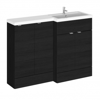 Hudson Reed Fusion RH Combination Unit with 300mm Base Unit - 1200mm Wide - Charcoal Black Woodgrain