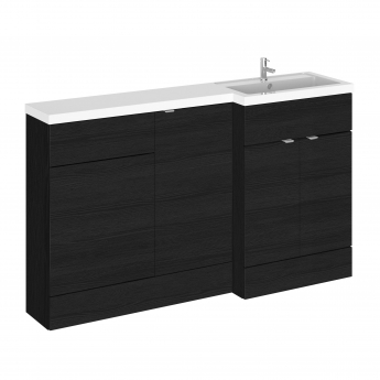 Hudson Reed Fusion RH Combination Unit with 500mm WC Unit - 1500mm Wide - Charcoal Black Woodgrain