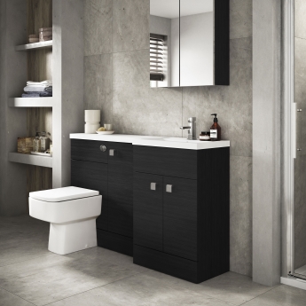 Hudson Reed Fusion RH Combination Unit with 500mm WC Unit - 1500mm Wide - Charcoal Black Woodgrain