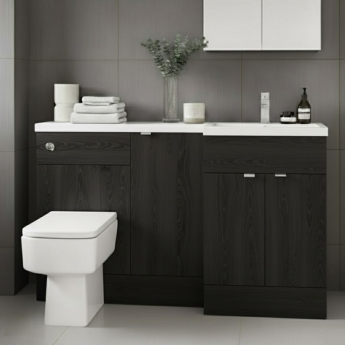 Hudson Reed Fusion RH Combination Unit with 500mm WC Unit - 1500mm Wide - Charcoal Black Woodgrain
