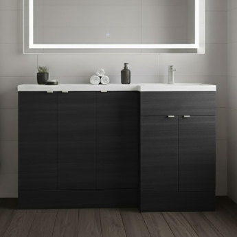 Hudson Reed Fusion RH Combination Unit with 300mm Base Unit x 3 - 1500mm Wide - Charcoal Black Woodgrain