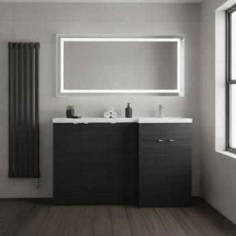 Hudson Reed Fusion RH Combination Unit with 300mm Base Unit x 3 - 1500mm Wide - Charcoal Black Woodgrain