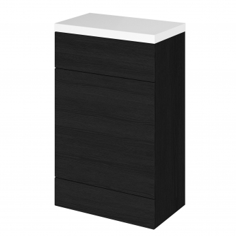 Hudson Reed Fusion WC Unit with Polymarble Worktop 600mm Wide - Charcoal Black Woodgrain