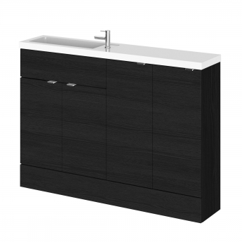 Hudson Reed Fusion Compact Combination Unit with 300mm Base Unit x 2 - 1200mm Wide - Charcoal Black Woodgrain