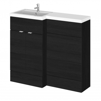 Hudson Reed Fusion LH Combination Unit with 500mm WC Unit - 1000mm Wide - Charcoal Black Woodgrain