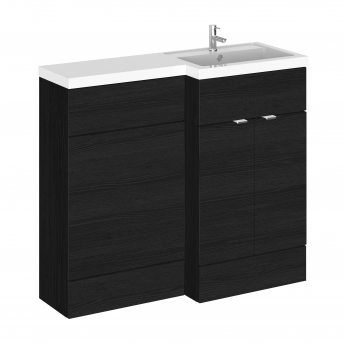 Hudson Reed Fusion RH Combination Unit with 500mm WC Unit - 1000mm Wide - Charcoal Black Woodgrain