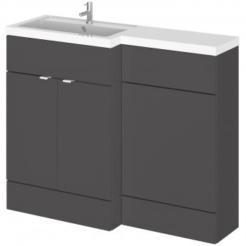 Hudson Reed Fusion LH Combination Unit with L Shape Basin - 1100mm Wide - Gloss Grey