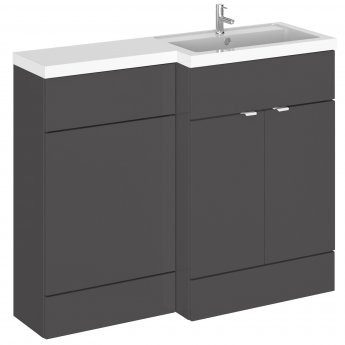 Hudson Reed Fusion RH Combination Unit with L Shape Basin - 1100mm Wide - Gloss Grey