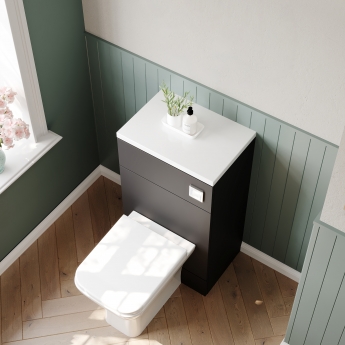 Hudson Reed Fusion WC Unit with Polymarble Worktop 500mm Wide - Gloss Grey