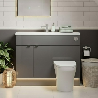 Hudson Reed Fusion Compact Combination Unit with 600mm WC Unit - 1200mm Wide - Gloss Grey