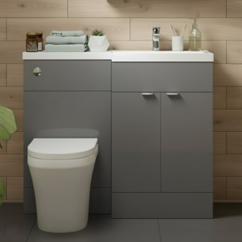 Hudson Reed Fusion RH Combination Unit with 600mm WC Unit - 1200mm Wide - Gloss Grey