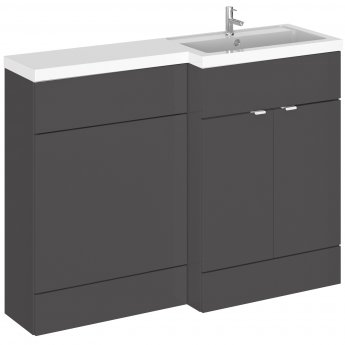 Hudson Reed Fusion RH Combination Unit with 600mm WC Unit - 1200mm Wide - Gloss Grey