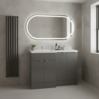 Hudson Reed Fusion LH Combination Unit with 300mm Base Unit - 1200mm Wide - Gloss Grey