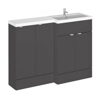 Hudson Reed Fusion RH Combination Unit with 300mm Base Unit - 1200mm Wide - Gloss Grey