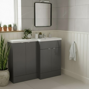 Hudson Reed Fusion RH Combination Unit with 300mm Base Unit - 1200mm Wide - Gloss Grey