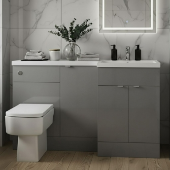 Hudson Reed Fusion RH Combination Unit with 600mm WC Unit - 1500mm Wide - Gloss Grey