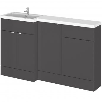 Hudson Reed Fusion LH Combination Unit with 500mm WC Unit - 1500mm Wide - Gloss Grey