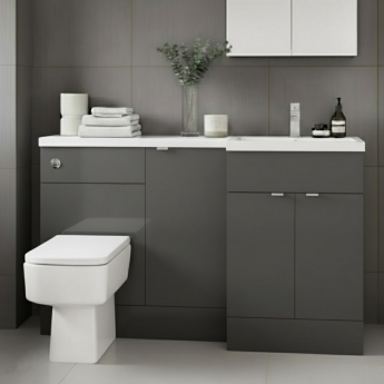 Hudson Reed Fusion RH Combination Unit with 500mm WC Unit - 1500mm Wide - Gloss Grey