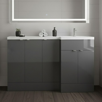 Hudson Reed Fusion RH Combination Unit with 300mm Base Unit x 3 - 1500mm Wide - Gloss Grey