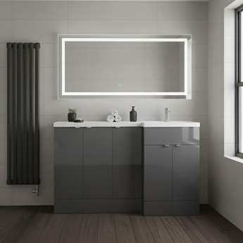 Hudson Reed Fusion RH Combination Unit with 300mm Base Unit x 3 - 1500mm Wide - Gloss Grey