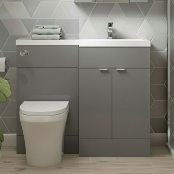 Hudson Reed Fusion RH Combination Unit with 500mm WC Unit - 1000mm Wide - Gloss Grey