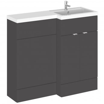 Hudson Reed Fusion RH Combination Unit with 500mm WC Unit - 1000mm Wide - Gloss Grey