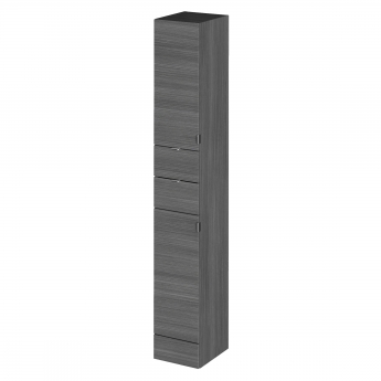 Hudson Reed Fusion Tall Tower Unit 300mm Wide - Anthracite Woodgrain