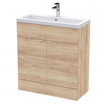 Hudson Reed Fusion Floor Standing 2-Door Vanity Unit with Basin 800mm Wide - Bleached Oak | Product Image