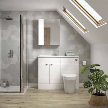 Hudson Reed Fusion Compact Combination Unit with 600mm WC Unit - 1200mm Wide - Gloss White