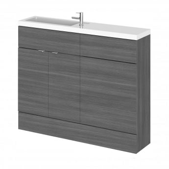 Hudson Reed Fusion Compact Combination Unit with Slimline Basin - 1100mm Wide - Anthracite Woodgrain