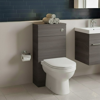 Hudson Reed Fusion Compact WC Unit with Coloured Worktop 500mm Wide - Anthracite Woodgrain