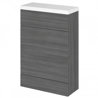Hudson Reed Fusion Compact WC Unit with Polymarble Worktop 600mm Wide - Anthracite Woodgrain