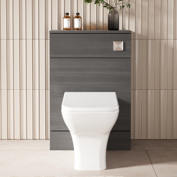 Hudson Reed Fusion Compact WC Unit with Coloured Worktop 600mm Wide - Anthracite Woodgrain
