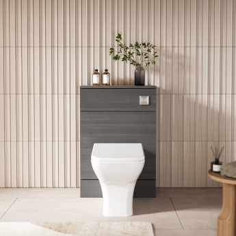 Hudson Reed Fusion Compact WC Unit with Coloured Worktop 600mm Wide - Anthracite Woodgrain