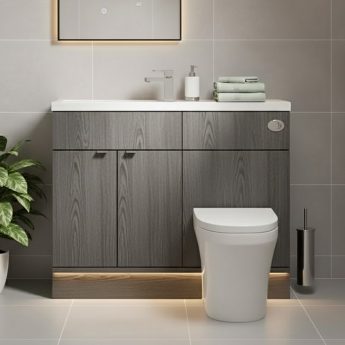 Hudson Reed Fusion Compact Combination Unit with Slimline Basin - 1100mm Wide - Anthracite Woodgrain | Product Image