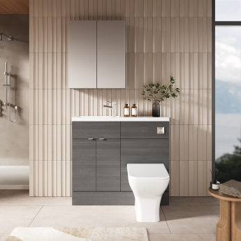 Hudson Reed Fusion Compact Combination Unit with Slimline Basin - 1100mm Wide - Anthracite Woodgrain | Product Image