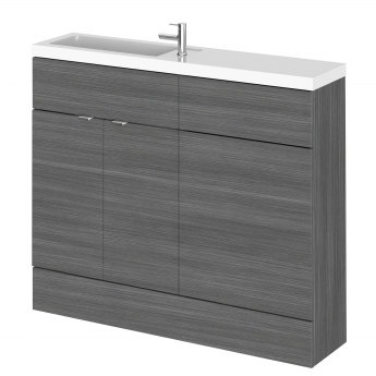 Hudson Reed Fusion Compact Combination Unit with Slimline Basin - 1000mm Wide - Anthracite Woodgrain