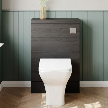 Hudson Reed Fusion Compact WC Unit with Coloured Worktop 600mm Wide - Charcoal Black Woodgrain | Product Image