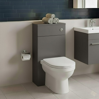 Hudson Reed Fusion Compact WC Unit with Coloured Worktop 500mm Wide - Gloss Grey