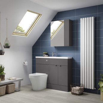 Hudson Reed Fusion Compact Combination Unit with 600mm WC Unit - 1200mm Wide - Gloss Grey